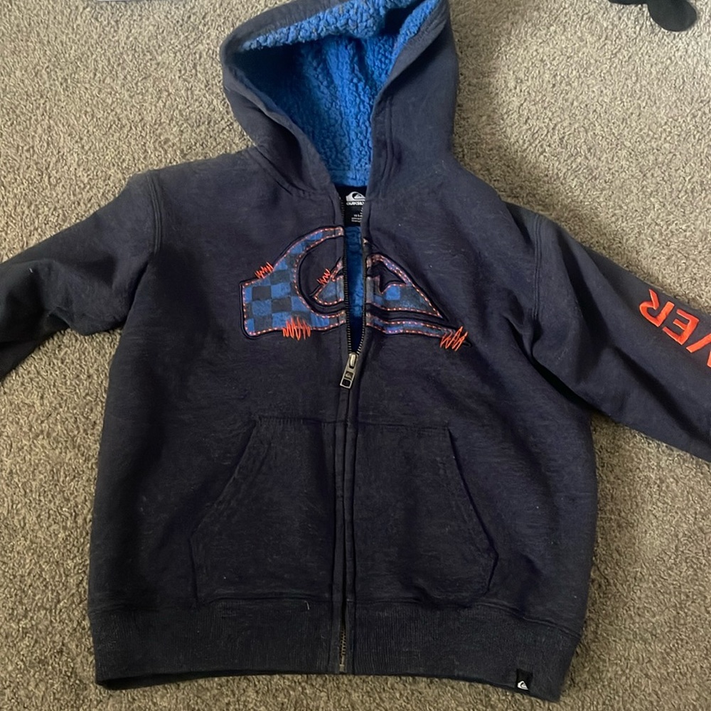 Quick Silver Boys Zip Up Hoodie with Sherpa Lining